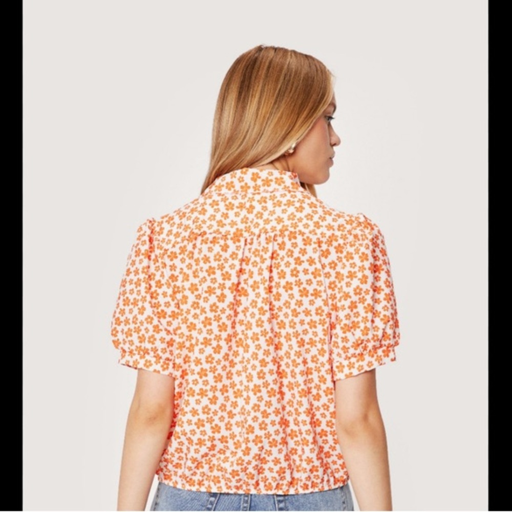 Nasty Gal Orange Floral Button Down Top – Women’s Small - Picture 2 of 7